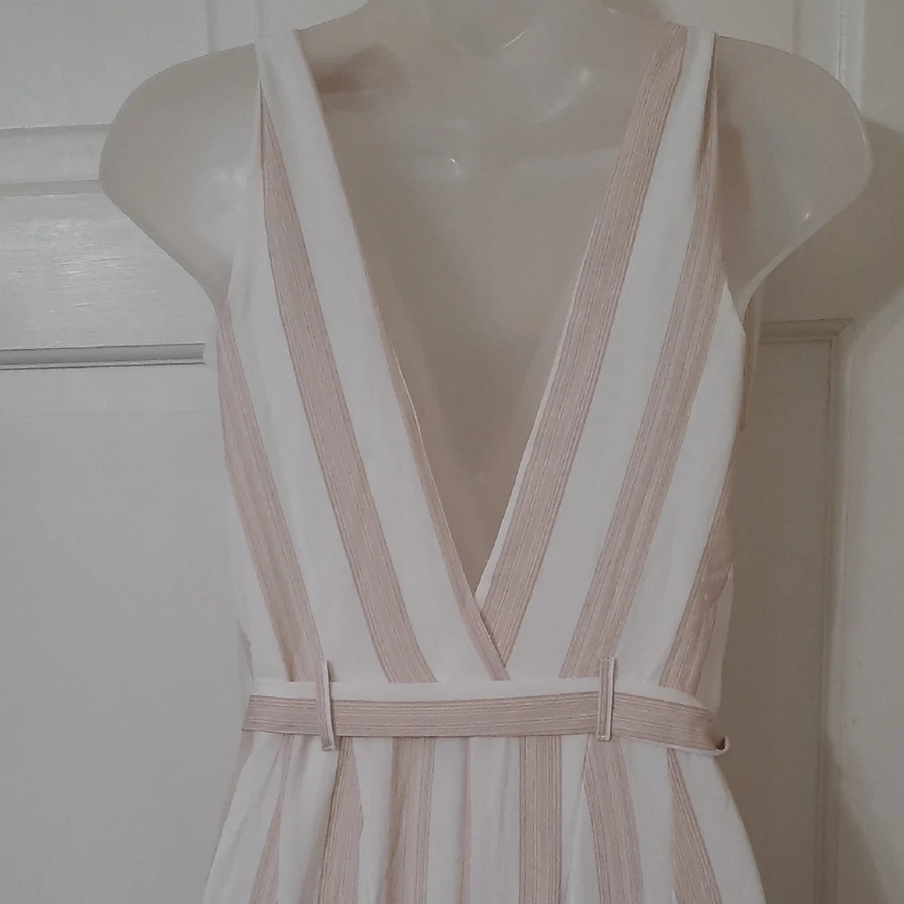 Showpo Camel and White Striped Maxi Jumpsuit. SZ 8 - Picture 13 of 15